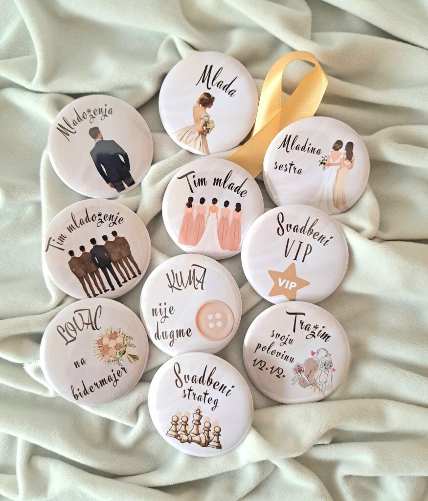 bedž magnet za svadbe mladenci